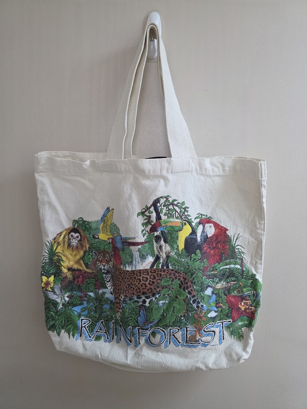 Vintage Habitat Rainforest Animals Canvas Tote Bag